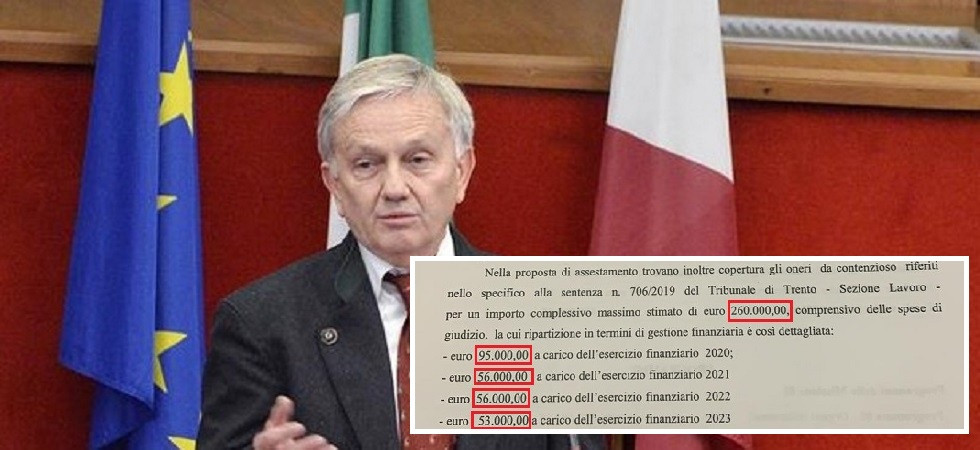 La Pat stanzia 260.000 euro di fondi pubblici per coprire le spese legali della vicenda Kaswalder-Pruner